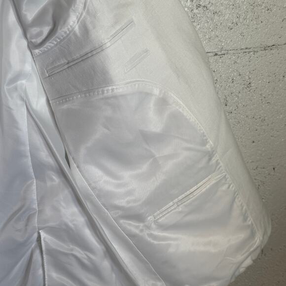 Bar III Men's Slim-Fit White 100% Linen Suit Jacket white 44R $360 - Picture 7 of 9